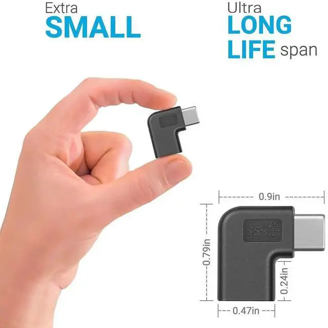 Alt view image 2 of 7 - 2 Pack 90 Degree Right Angle USB C Adapter, USB Type-C Male to Female L-Shaped Extension Converter for Laptop Tablet Mobile Phone