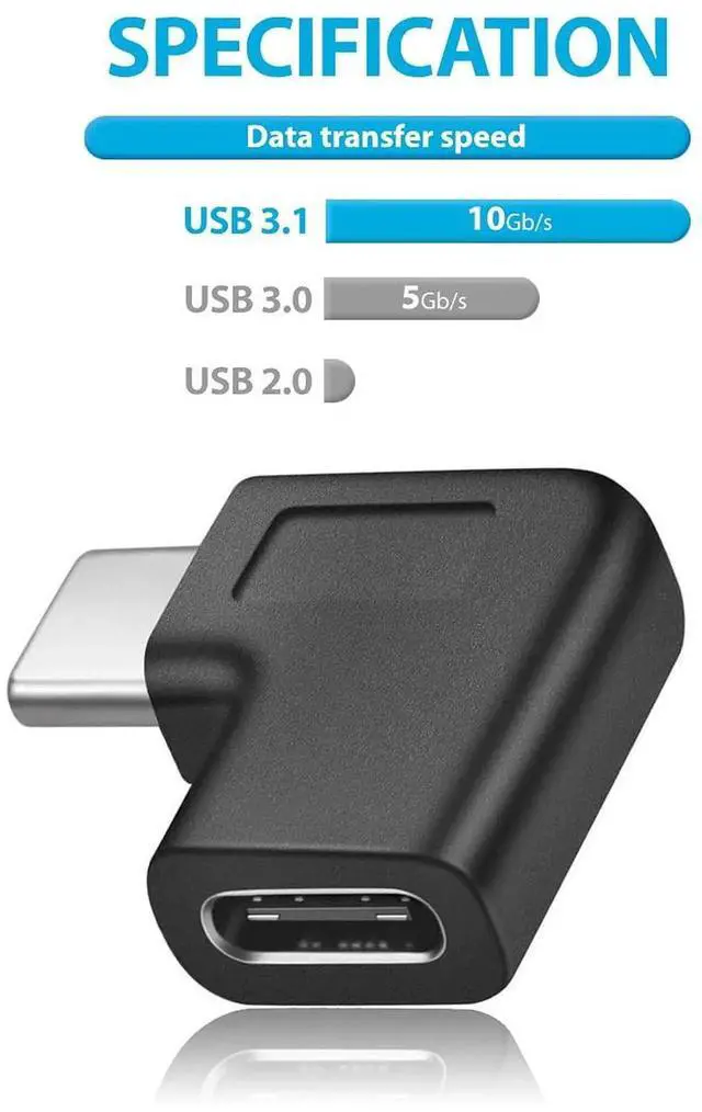 Alt view image 6 of 7 - 2 Pack 90 Degree Right Angle USB C Adapter, USB Type-C Male to Female L-Shaped Extension Converter for Laptop Tablet Mobile Phone