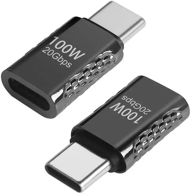 Main image of 2 Pcs 20Gbps USB3.2 Type C Male to Female Adapter, 100W Zinc Alloy Pass-Through Connector, 8K Audio Video Support for Smartphone Tablet Steam Deck