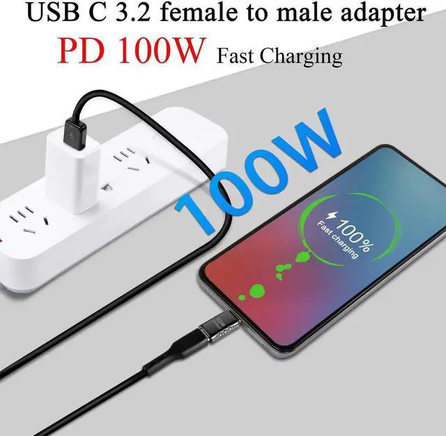 Alt view image 5 of 7 - 2 Pcs 20Gbps USB3.2 Type C Male to Female Adapter, 100W Zinc Alloy Pass-Through Connector, 8K Audio Video Support for Smartphone Tablet Steam Deck