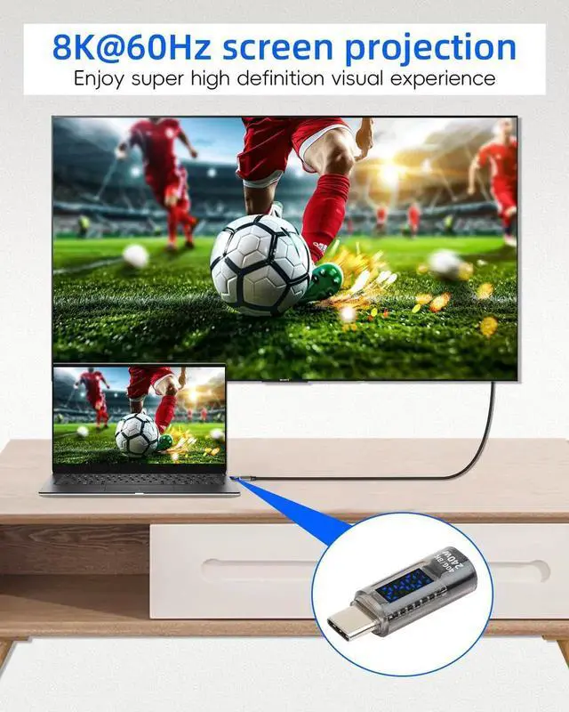 Alt view image 3 of 7 - 2 Pack USB C Male to Female Adapter, 240W Type C Converter with LED Display, 40Gbps High Speed Data Transfer for Laptop Desktop Phone Tablet