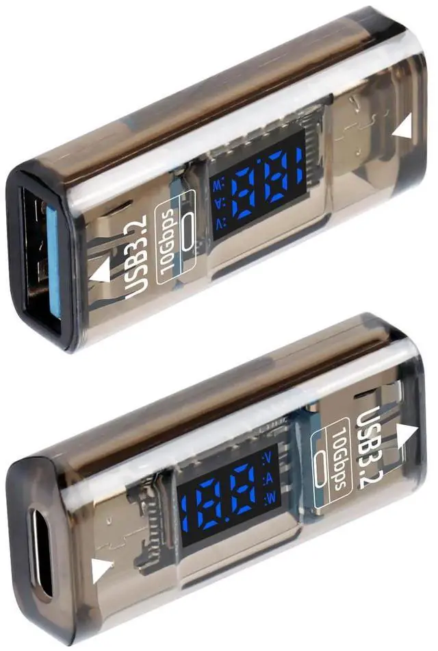 Main image of 2 Pack USB A Female to USB C Female Adapter, Double-Sided Type-C to USB A Connector, 36W Fast Charging 10Gbps Data Transfer with LED Display for Laptop Desktop