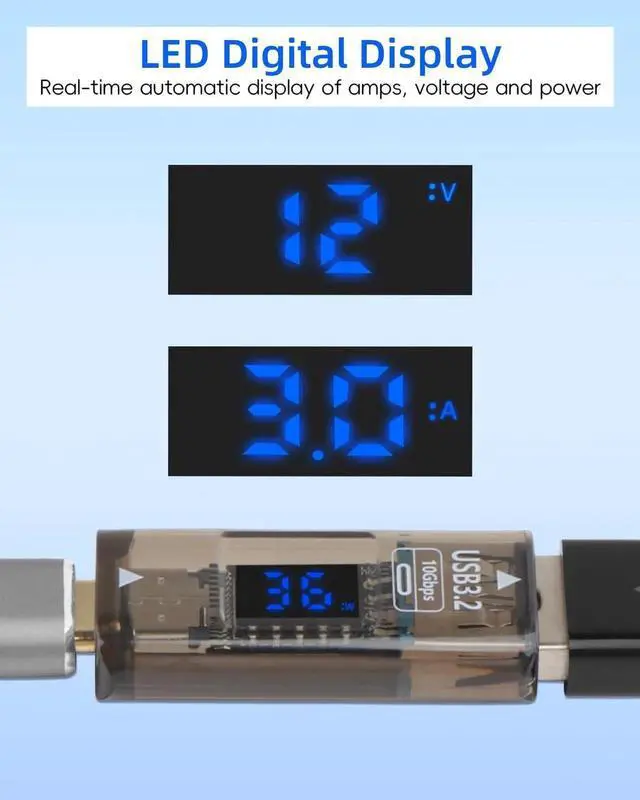 Alt view image 2 of 7 - 2 Pack USB A Female to USB C Female Adapter, Double-Sided Type-C to USB A Connector, 36W Fast Charging 10Gbps Data Transfer with LED Display for Laptop Desktop