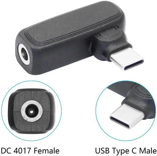 Alt view image 3 of 7 - 90 Degree DC 4017 to USB C Adapter, 100W DC 4.0x1.7mm Female to Type C Male Power Charging Connector with Built-in PD Intelligent Chip for Phone Laptop Type-C Devices