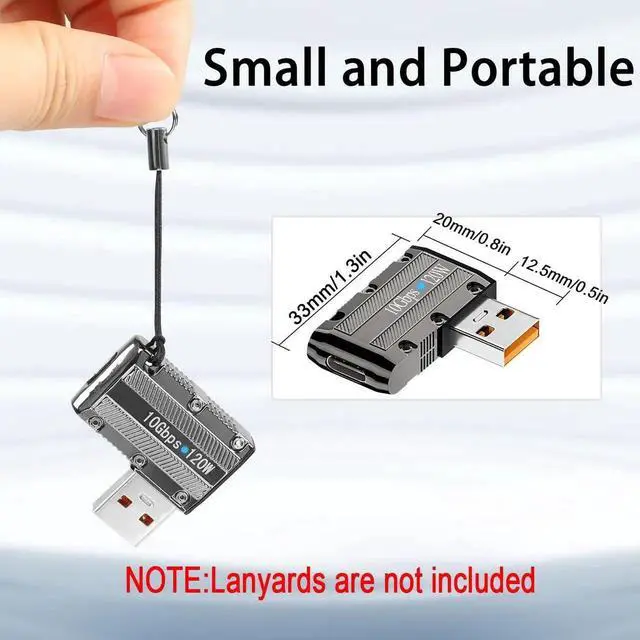 Alt view image 5 of 7 - Metal Mecha Style 10Gbps USB3.1 to USB C 90° Angle Adapter, 120W USB 3.1 A Male to Type C Female Right Angle Connector with LED Indicator & Hanging Hole, Side Bend C Port to Right for PC Laptop Wall C
