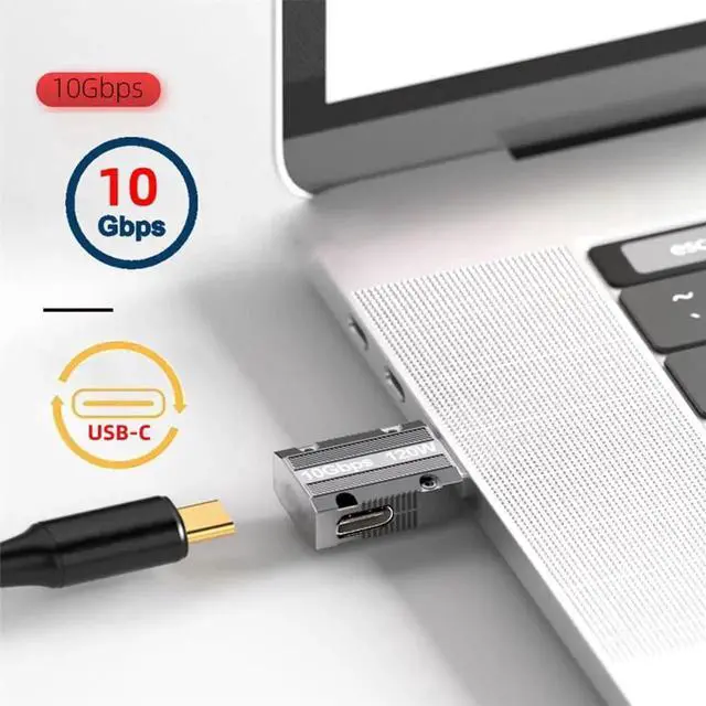 Alt view image 7 of 7 - 90 Degree Left Angled Mecha Cyberpunk USB 3.1 Type C Female to USB 3.0 A Male Adapter, 10Gbps 120W Slim Alloy Shell Power Data Converter for Phone Laptop