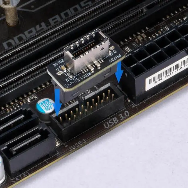 Alt view image 6 of 6 - 2-Pack Vertical USB 3.2 Gen1 to Gen2 Header Adapter, USB 3.1 Type-E Key-A to USB 3.0 20 Pin Converter, 10Gbps for Type-C Motherboard