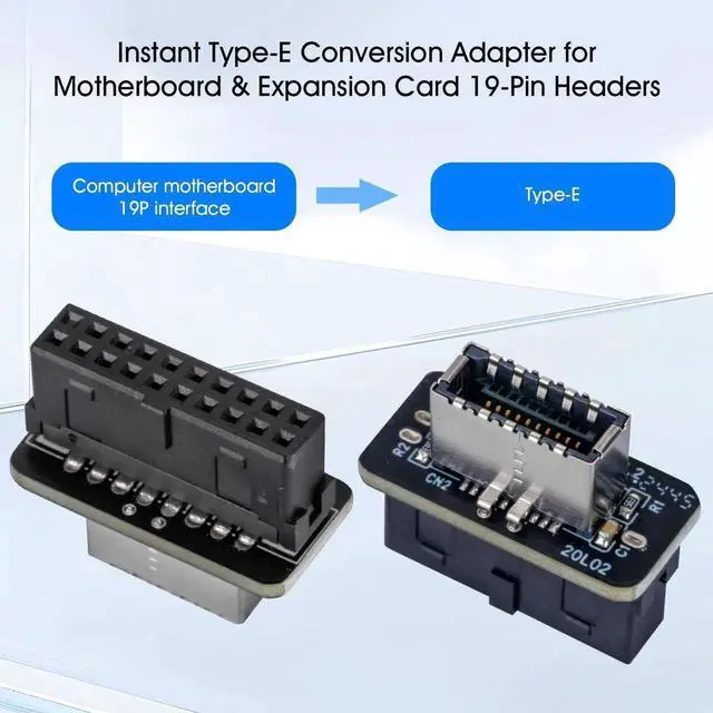 Alt view image 3 of 6 - 2-Pack Vertical USB 3.2 Gen1 to Gen2 Header Adapter, USB 3.1 Type-E Key-A to USB 3.0 20 Pin Converter, 10Gbps for Type-C Motherboard