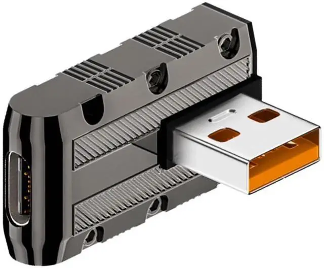 Main image of Metal Mecha 120W USB3.1 to USB C 90° Vertical Bend Adapter, 10Gbps USB3.1 Male to Type C Female Right Angle Connector with LED Light for PC Laptop Wall Charger