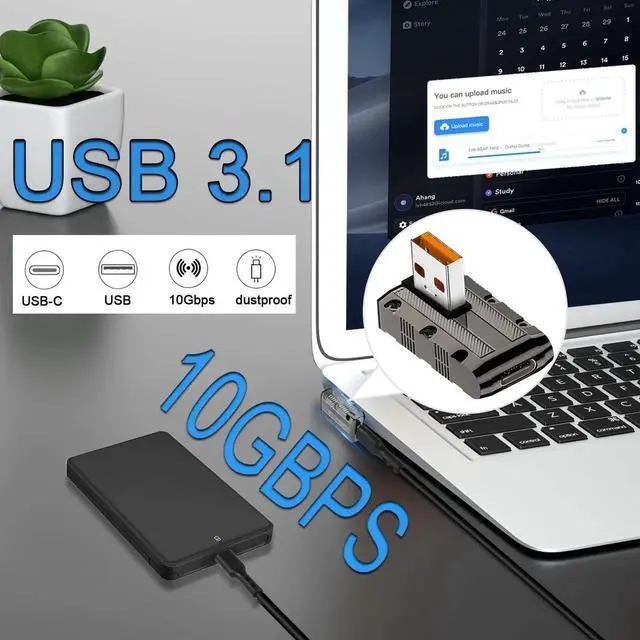Alt view image 3 of 7 - Metal Mecha 120W USB3.1 to USB C 90° Vertical Bend Adapter, 10Gbps USB3.1 Male to Type C Female Right Angle Connector with LED Light for PC Laptop Wall Charger