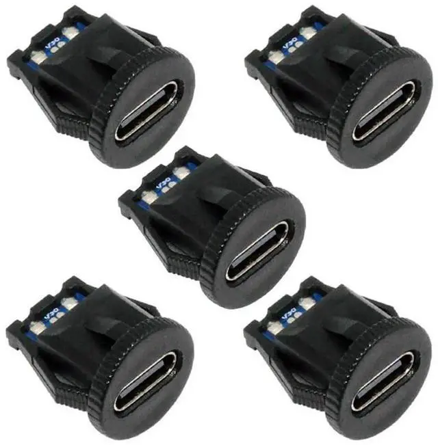 Main image of 5Pcs/Set DIY OEM Type C Female Socket Connector, 6Pin PCBA Pinout Round Latch Mount, IP67 Waterproof DC 5V/20V PD Power Connector for Wiring Project