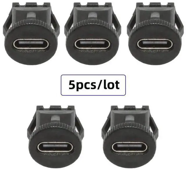 Alt view image 7 of 7 - 5Pcs/Set DIY OEM Type C Female Socket Connector, 6Pin PCBA Pinout Round Latch Mount, IP67 Waterproof DC 5V/20V PD Power Connector for Wiring Project
