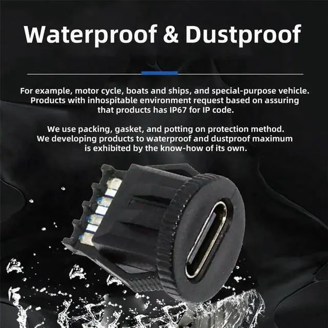Alt view image 2 of 7 - 5Pcs/Set DIY OEM Type C Female Socket Connector, 6Pin PCBA Pinout Round Latch Mount, IP67 Waterproof DC 5V/20V PD Power Connector for Wiring Project