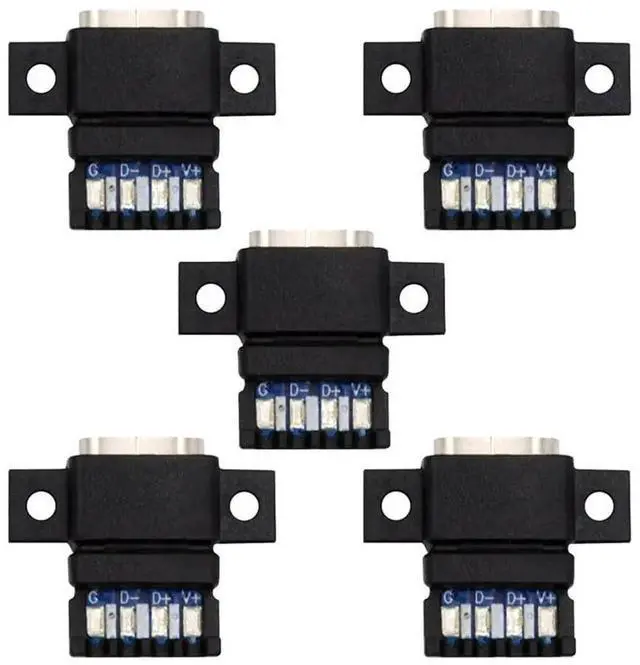 Main image of 5pcs/Set DIY OEM Type C Female Socket Connector, 6Pin PCBA Pinout Flat Screw Mount PD Power DC 5V/20V for Wiring Project