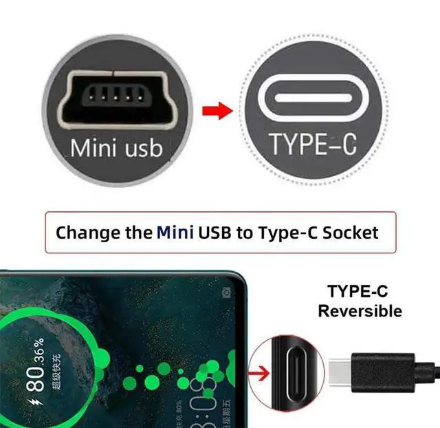 Alt view image 2 of 7 - 5Pcs/Lot Type-C Female Socket DIY Solder Connector, Replacement SMT Type for Mini-USB 5Pin Female, DC 5V Power Supply Port
