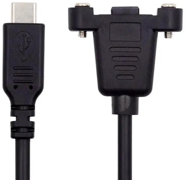 Main image of USB 2.0 Extension Cable 1FT, Panel Mount Screw Mini USB 5 Pin to USB-C Male Charging Data Cord, 480Mbps for Portable Hard Drive Camera MP3 Player GPS Receiver