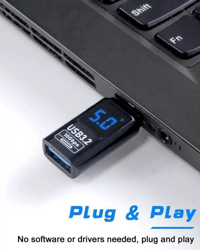 Alt view image 7 of 7 - 1Pack USB 3.2 Type A Male to Female Extension Adapter with LED Digital Display, 10Gbps High Speed USB Extender for Smart Digital Tester Laptop Keyboard Flash Drive