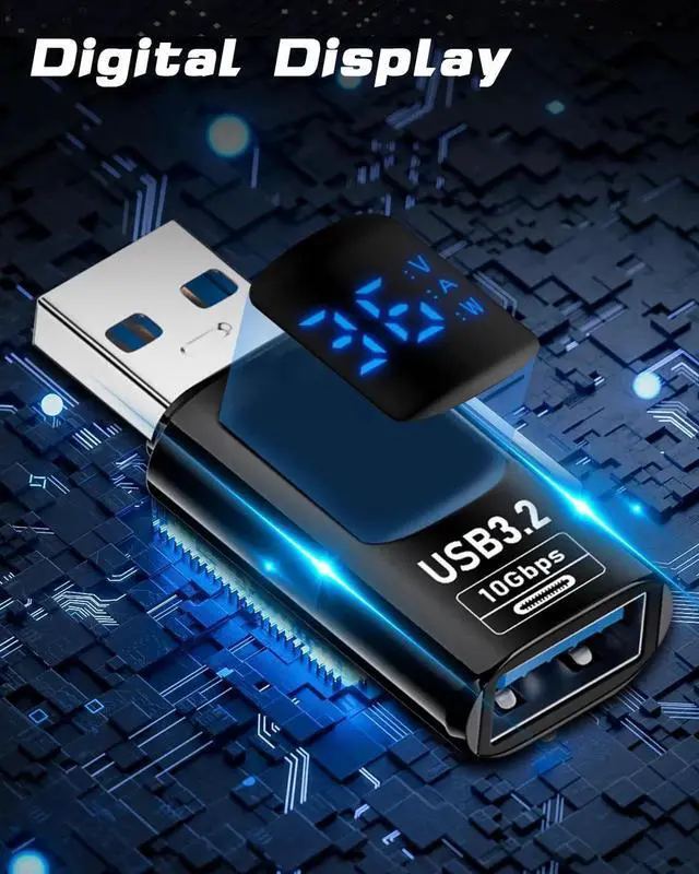 Alt view image 3 of 7 - 1Pack USB 3.2 Type A Male to Female Extension Adapter with LED Digital Display, 10Gbps High Speed USB Extender for Smart Digital Tester Laptop Keyboard Flash Drive