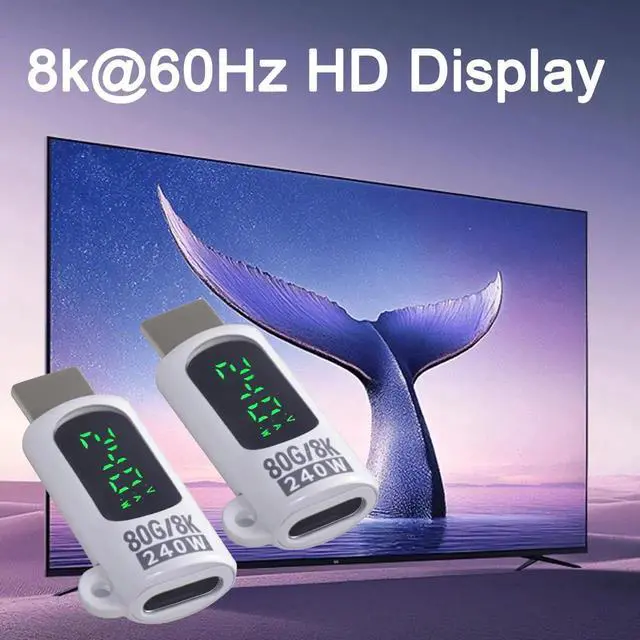 Alt view image 5 of 7 - 2Pcs White USB Type C Extension Adapter, 80Gbps Thunderbolt 5 Extender with Digital Display, 240W Fast Charging 8K@60Hz Video, Compatible with iPhone Headphone Game Controller Docking OTG