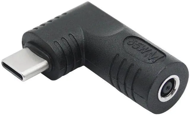Main image of Right Angle DC 4506 to USB C Adapter, 90 Degree PD 65W DC 4.5mm x 0.6mm to Type C Male Plug Power Charging Connector Black for Laptop Phone