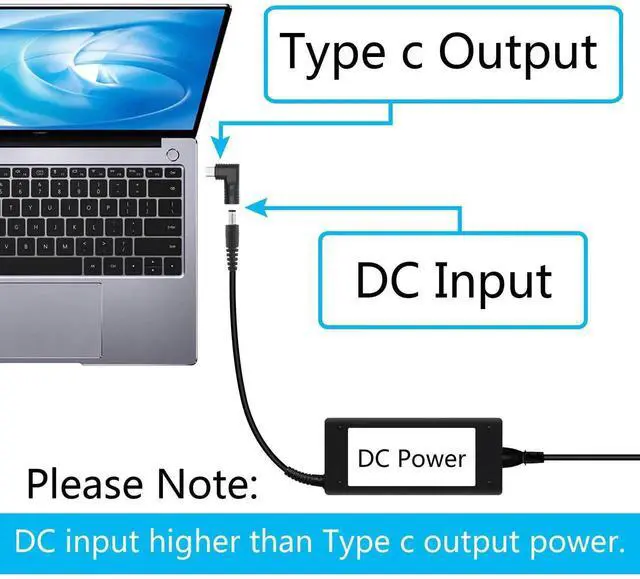 Alt view image 3 of 6 - Right Angle DC 4506 to USB C Adapter, 90 Degree PD 65W DC 4.5mm x 0.6mm to Type C Male Plug Power Charging Connector Black for Laptop Phone