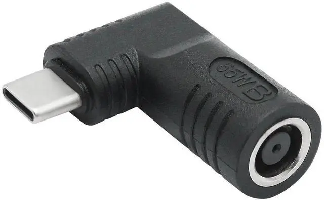 Main image of Right Angle DC 7406 to USB C Adapter, 90 Degree PD 65W DC 7.4mm x 0.6mm to USB Type C Male Plug Power Charging Adapter Black for Laptop Phone