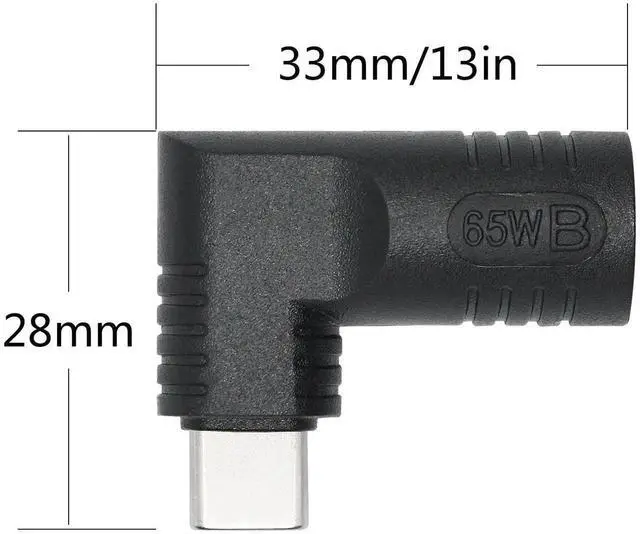 Alt view image 5 of 6 - Right Angle DC 7406 to USB C Adapter, 90 Degree PD 65W DC 7.4mm x 0.6mm to USB Type C Male Plug Power Charging Adapter Black for Laptop Phone