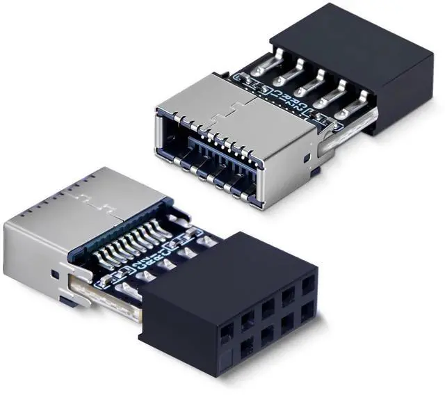 Main image of 2-Pack USB 2.0 to 3.2 Gen 1 Header Adapter, 9Pin to Type-E A-Key Female Converter, Motherboard Front Panel USB-C Port Extender, Plug & Play Compact Design for PC Case Upgrade