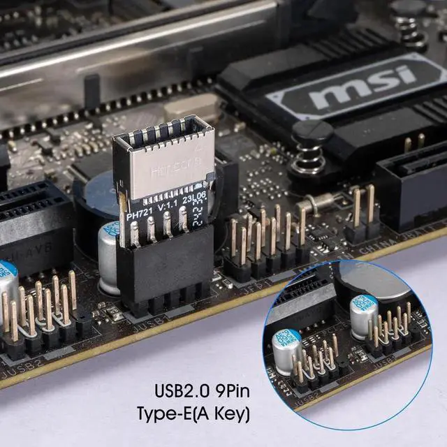 Alt view image 4 of 6 - 2-Pack USB 2.0 to 3.2 Gen 1 Header Adapter, 9Pin to Type-E A-Key Female Converter, Motherboard Front Panel USB-C Port Extender, Plug & Play Compact Design for PC Case Upgrade