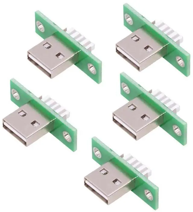 Main image of 5pcs USB Type-A Male DIY Solder Plug Connector, Panel Mount Reversible Design for OEM Replacement & Repair