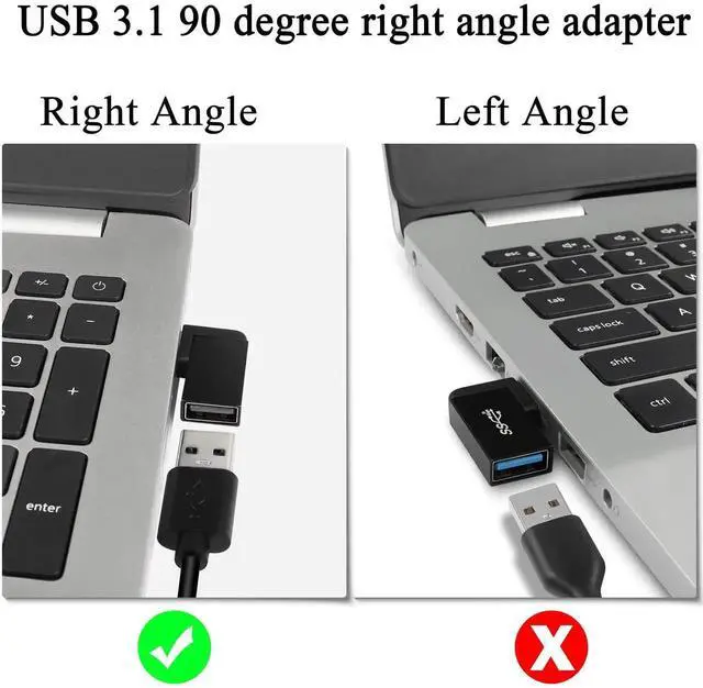 Alt view image 6 of 7 - 2Pcs 90° Right Angle Side Bend USB 3.1 Adapter, 10Gbps USB A Male to Female L-Angle Coupler, Support OTG Data Transfer & 3A Fast Charging