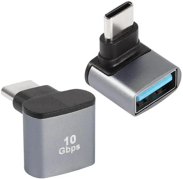 Main image of 2Pcs 90° Right Angle USB C to USB 3.1 OTG Adapter, 10Gbps Type C Male to USB 3.2 Gen2 Female Coupler, 100W Fast Charging Data Connector for Smartphone Tablet