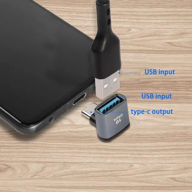 Alt view image 4 of 7 - 2Pcs 90° Right Angle USB C to USB 3.1 OTG Adapter, 10Gbps Type C Male to USB 3.2 Gen2 Female Coupler, 100W Fast Charging Data Connector for Smartphone Tablet