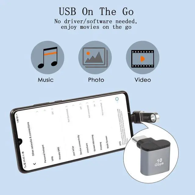 Alt view image 2 of 7 - 2Pcs 90° Right Angle USB C to USB 3.1 OTG Adapter, 10Gbps Type C Male to USB 3.2 Gen2 Female Coupler, 100W Fast Charging Data Connector for Smartphone Tablet
