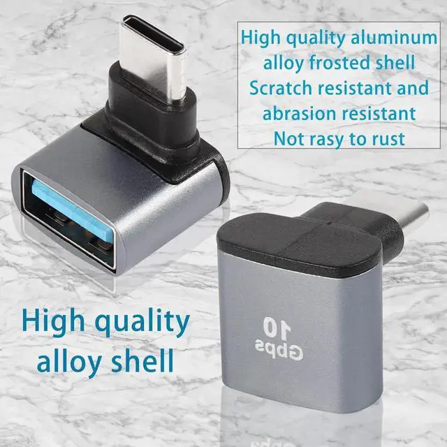 Alt view image 5 of 7 - 2Pcs 90° Right Angle USB C to USB 3.1 OTG Adapter, 10Gbps Type C Male to USB 3.2 Gen2 Female Coupler, 100W Fast Charging Data Connector for Smartphone Tablet