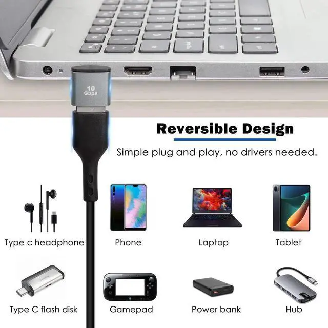Alt view image 6 of 7 - 2Pcs 90° Right Angle USB C to USB 3.1 OTG Adapter, 10Gbps Type C Male to USB 3.2 Gen2 Female Coupler, 100W Fast Charging Data Connector for Smartphone Tablet
