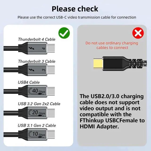 Alt view image 7 of 7 - 1 Pack USB C Female to HDMI Male Adapter, 4K@60Hz Uni-Directional Type C Source to HDMI 2.0 Converter, Thunderbolt 3/4 Compatible for MacBook Pro/Air, Galaxy, Surface, iPhone 17 Series