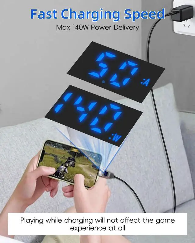 Alt view image 6 of 7 - 2 Pack 270 Degree USB C Power Meter with Digital Display, PD 140W Type C Male to Female Adapter, Voltage Current Power Detector for Phones Laptops