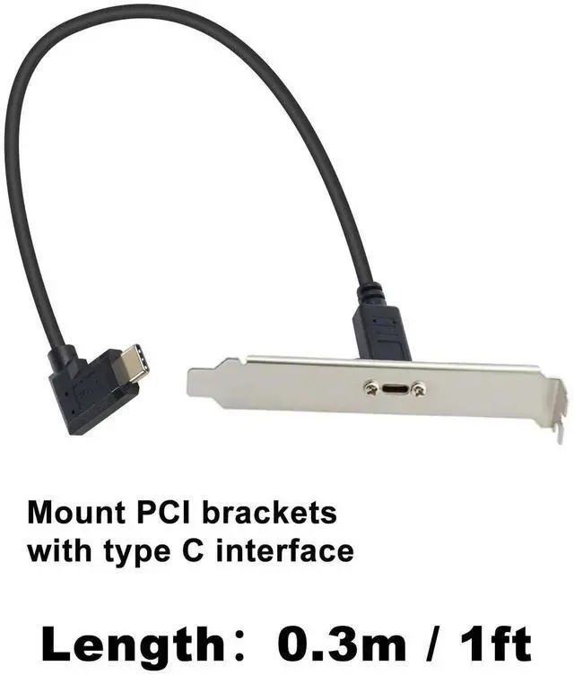 Alt view image 6 of 7 - 1ft/30cm 90 Degree Right & Left Angled USB C Male to Female Extension Cable, USB 3.1 Type C Charging Data Sync Cord with Panel Mount Screw Hole