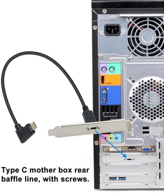 Alt view image 7 of 7 - 1ft/30cm 90 Degree Right & Left Angled USB C Male to Female Extension Cable, USB 3.1 Type C Charging Data Sync Cord with Panel Mount Screw Hole