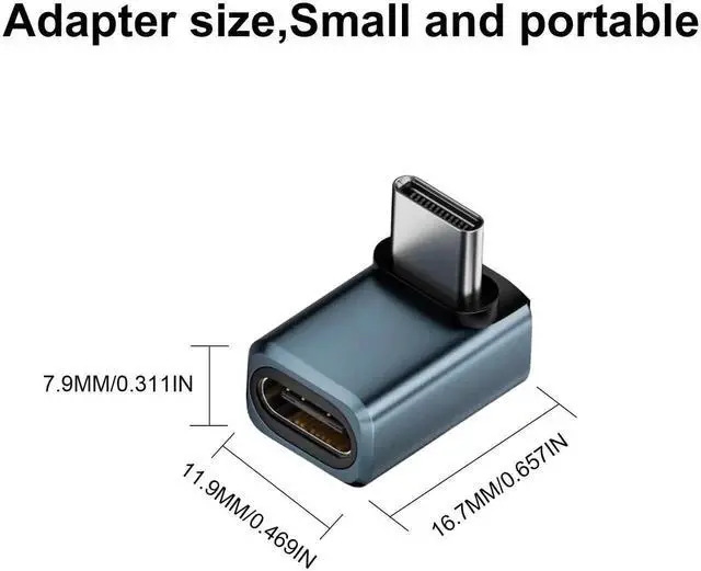 Alt view image 5 of 7 - 2-Pack 90 Degree Up & Down Angled USB C Adapter, 80Gbps 240W PD 8K@60Hz Type C Extender, Thunderbolt 5/4 Compatible for iPhone 15, MacBook, Steam Deck, Switch