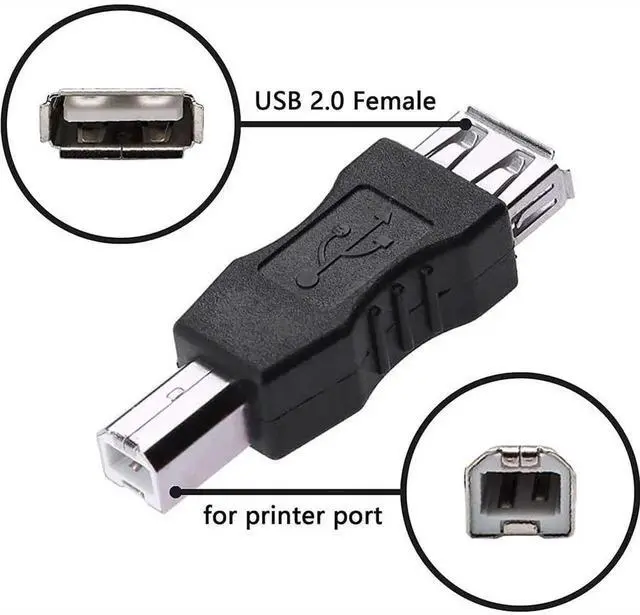 Alt view image 7 of 7 - 2-Pack USB A to USB B Printer Adapter, Male to Female Connector for HP Canon Epson Brother Lexmark Xerox Printer Scanner External Hard Drive Not MIDI Adapter