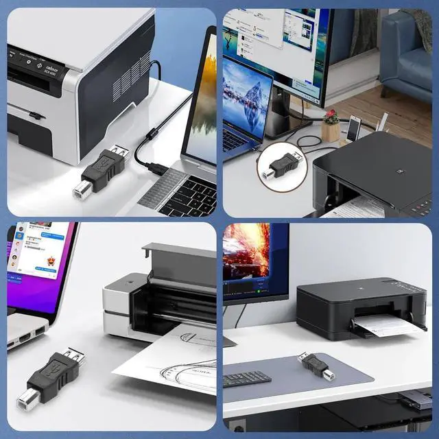 Alt view image 3 of 7 - 2-Pack USB A to USB B Printer Adapter, Male to Female Connector for HP Canon Epson Brother Lexmark Xerox Printer Scanner External Hard Drive Not MIDI Adapter