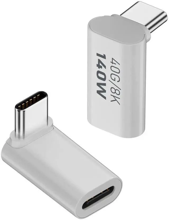 Main image of 2Pcs 90° Positive Bend USB4.0 Type C Right Angle Adapter, 40Gbps 140W PD 8K@60Hz Male to Female Extender, Aluminum Alloy Housing Compatible for Phone Tablet Steam Deck