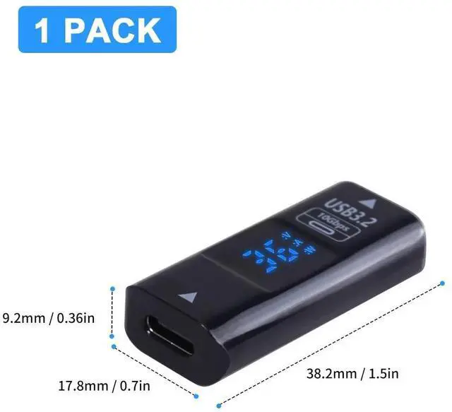 Alt view image 5 of 7 - USB C to USB A Adapter with LED Digital Display, 10Gbps USB 3.2 Type C Female to USB A Female Converter, Compatible with MacBook PC Laptop