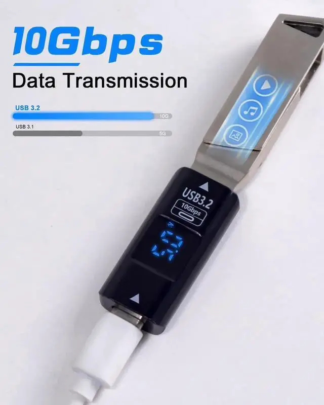 Alt view image 6 of 7 - USB C to USB A Adapter with LED Digital Display, 10Gbps USB 3.2 Type C Female to USB A Female Converter, Compatible with MacBook PC Laptop