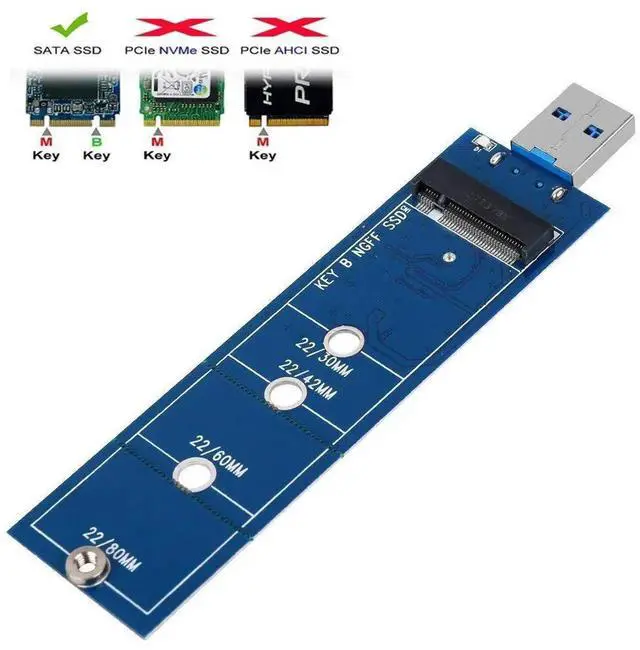 Alt view image 3 of 4 - USB 3.0 M.2 NGFF SATA3 SSD External Enclosure, Portable M.2 SATA SSD Adapter Card