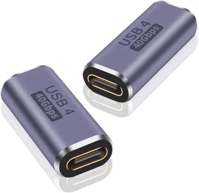 Main image of 2-Pack USB C Female to Female Coupler, 100W 40Gbps Type C Extension Adapter, Thunderbolt 4 Compatible for iPhone, Galaxy, Docking Station