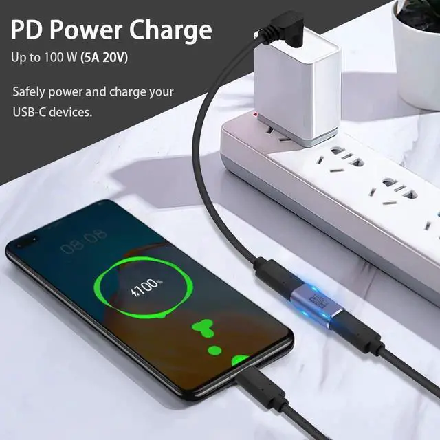 Alt view image 2 of 7 - 2-Pack USB C Female to Female Coupler, 100W 40Gbps Type C Extension Adapter, Thunderbolt 4 Compatible for iPhone, Galaxy, Docking Station