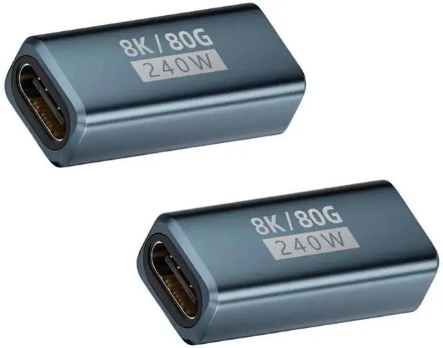 Main image of 2-Pack 240W USB C Female to Female Coupler, 80Gbps 8K@60Hz Type C Extender Adapter, Thunderbolt 5/4 Compatible for iPhone 15, MacBook, Steam Deck, Switch